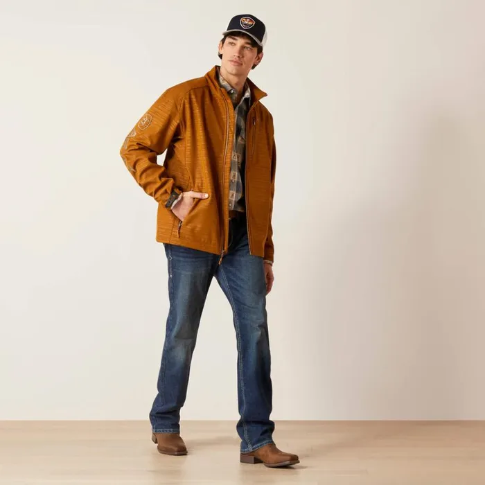 Men Logo 20 Softshell Jacket Chestnut Embossed Ariat Jackets and Vests Men Logo 20 Softshell Jacket Chestnut Embossed Ariat Jackets and Vests