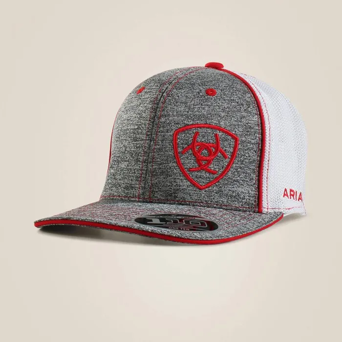 Men Offset Shield Logo Cap Red Ariat Hats and Caps