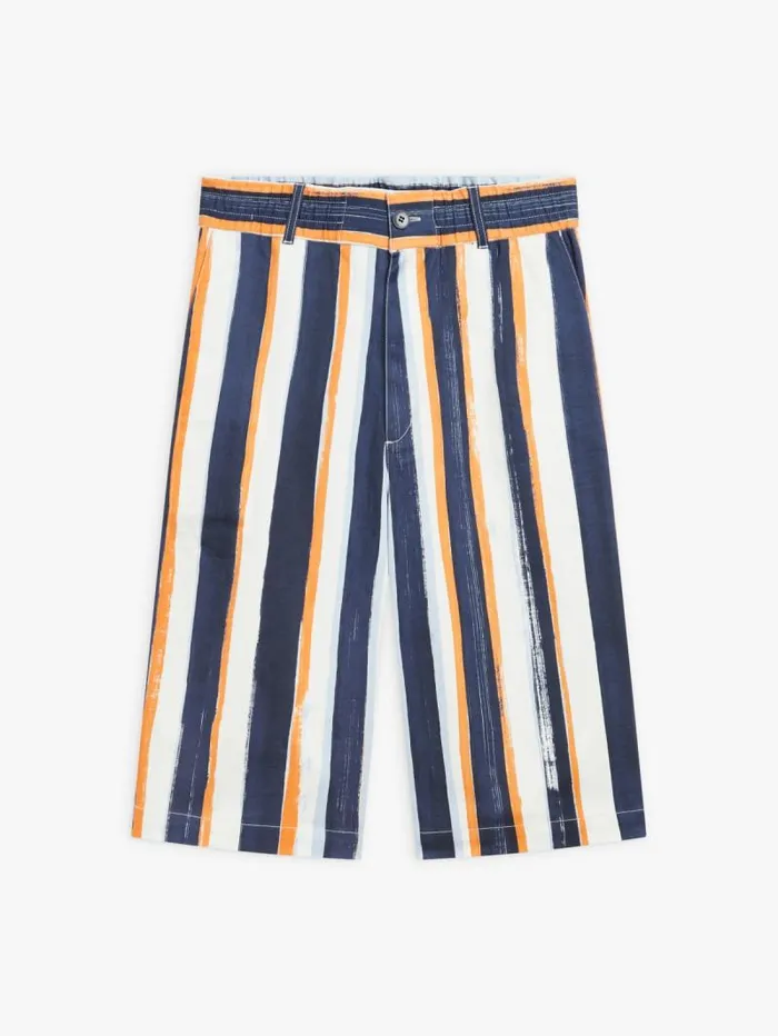 Men Pants Agns B Blue Cotton Vertical Stripes Bermuda Shorts