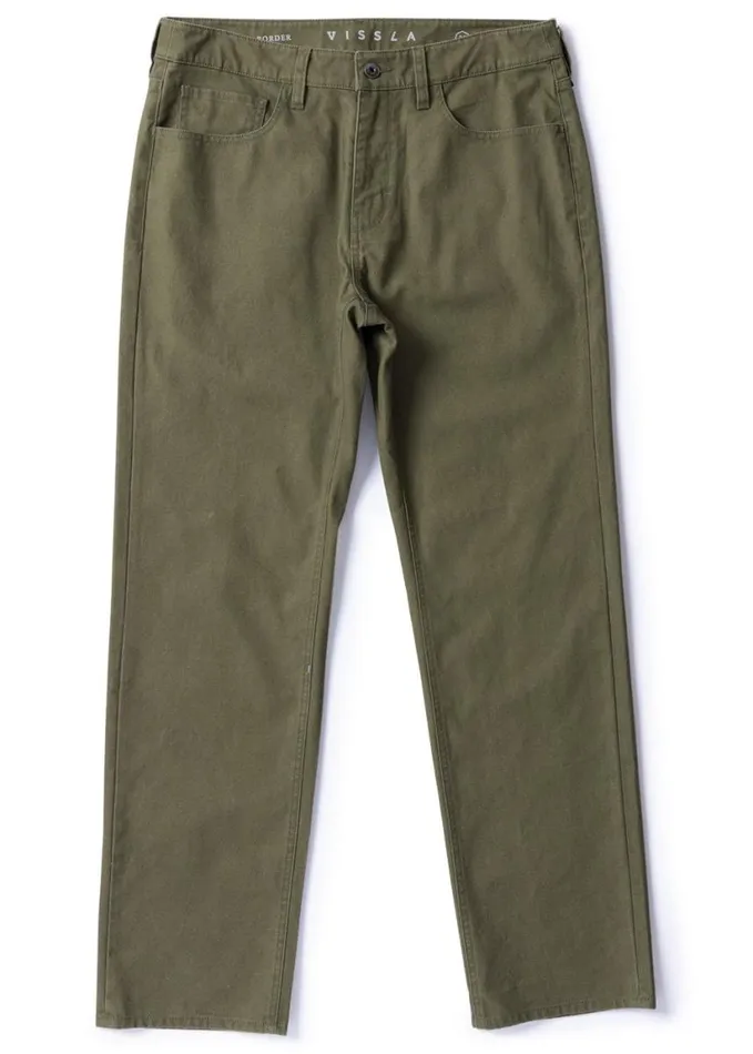 Men Pants and Denim Vissla Border Canvas 5 Pkt Pant Dark Olive