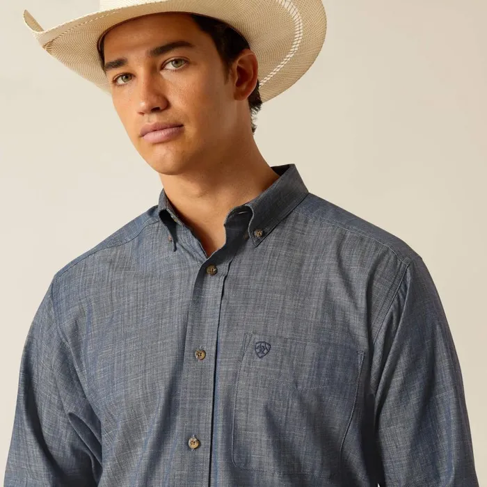 Men Patrick Classic Fit Shirt Blue Chambray Ariat Button Down Shirts Men Patrick Classic Fit Shirt Blue Chambray Ariat Button Down Shirts