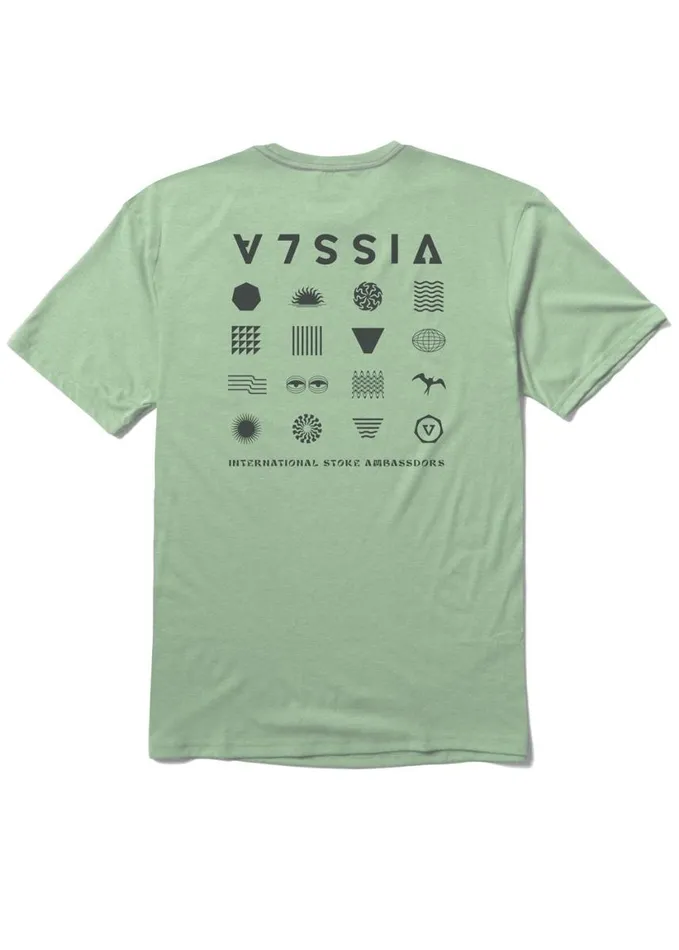 Men Performance Vissla Glyphs Comp Lite Eco Performance Tee Light Sage Heather