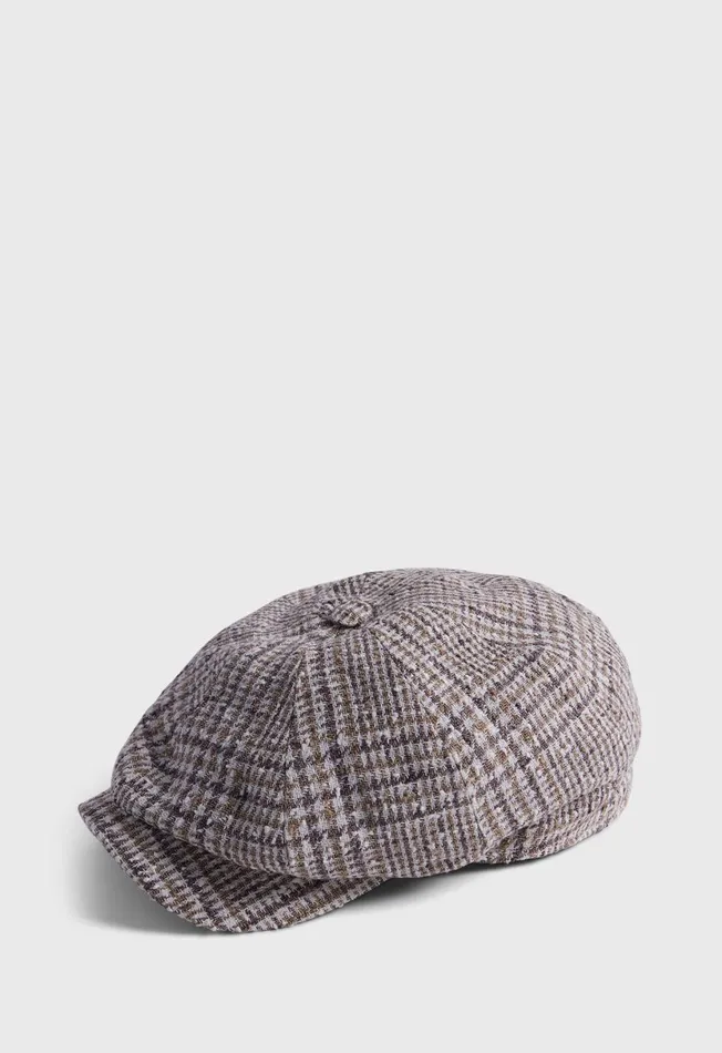 Men Plaid Newsboy Hat Light Blue Paul Stuart Scarves Hats Gloves
