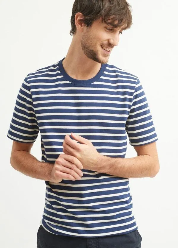 Men PLOUIDER Navy Ecru Saint James Breton Striped Shirts Men PLOUIDER Navy Ecru Saint James Breton Striped Shirts