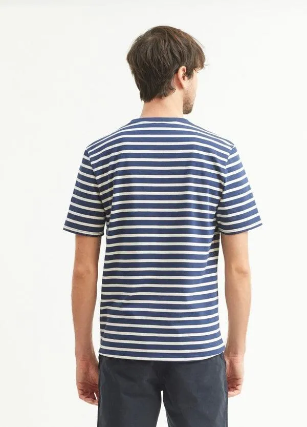 Men PLOUIDER Navy Ecru Saint James Breton Striped Shirts Men PLOUIDER Navy Ecru Saint James Breton Striped Shirts