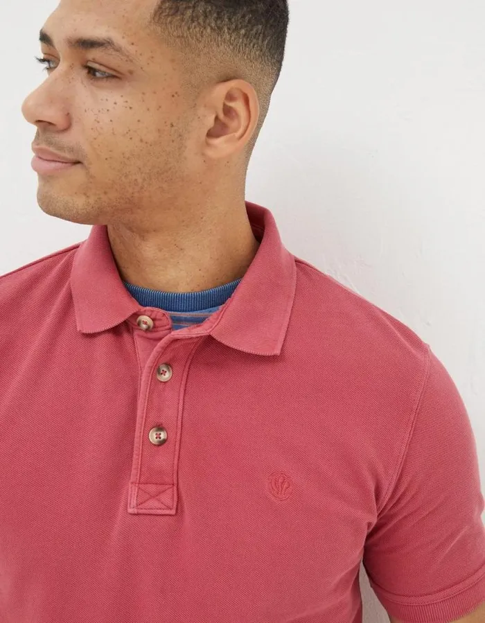 Men Polo Shirts FatFace Organic Cotton Pique Polo Pink