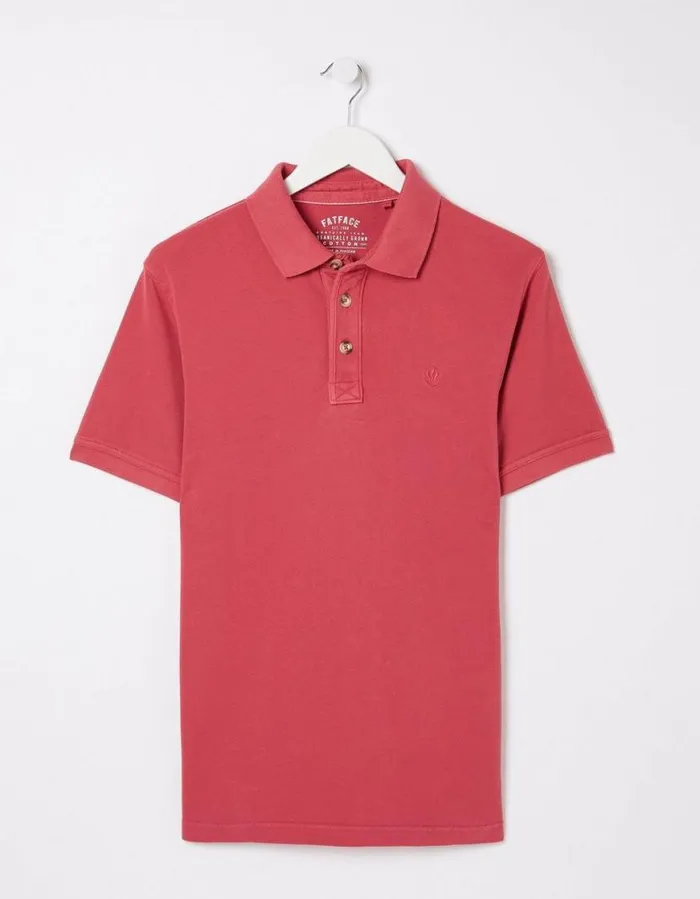 Men Polo Shirts FatFace Organic Cotton Pique Polo Pink