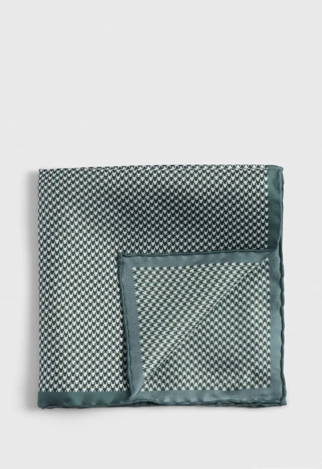Men Printed Silk Houndstooth Pocket Square Black Paul Stuart Pocket Squares