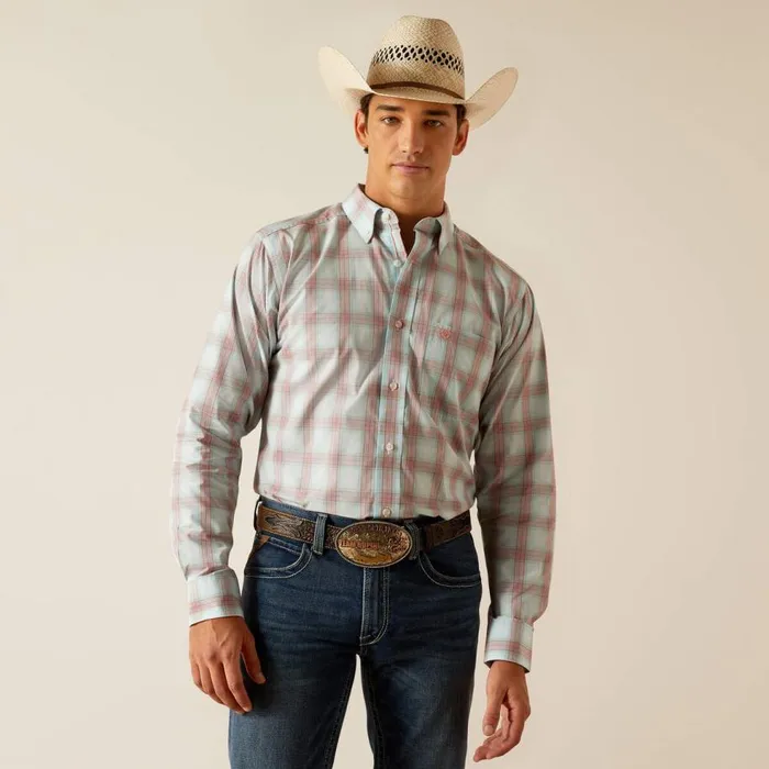 Men Pro Series King Fitted Shirt Sky Ariat Button Down Shirts