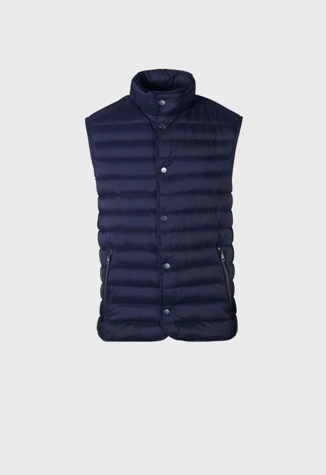 Men Quilted Nylon Vest Navy Paul Stuart Outerwear