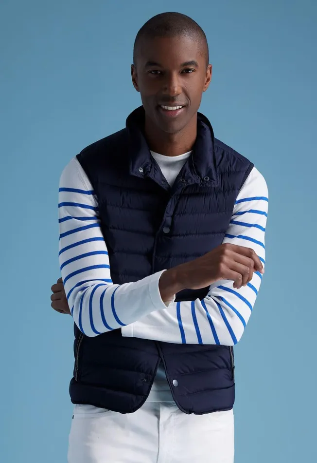 Men Quilted Nylon Vest Navy Paul Stuart Outerwear