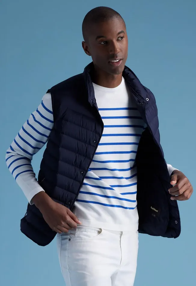 Men Quilted Nylon Vest Navy Paul Stuart Outerwear