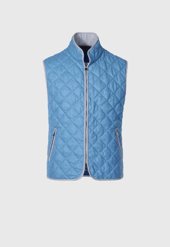 Men Quilted Wool Flannel Vest Gold Paul Stuart Vests