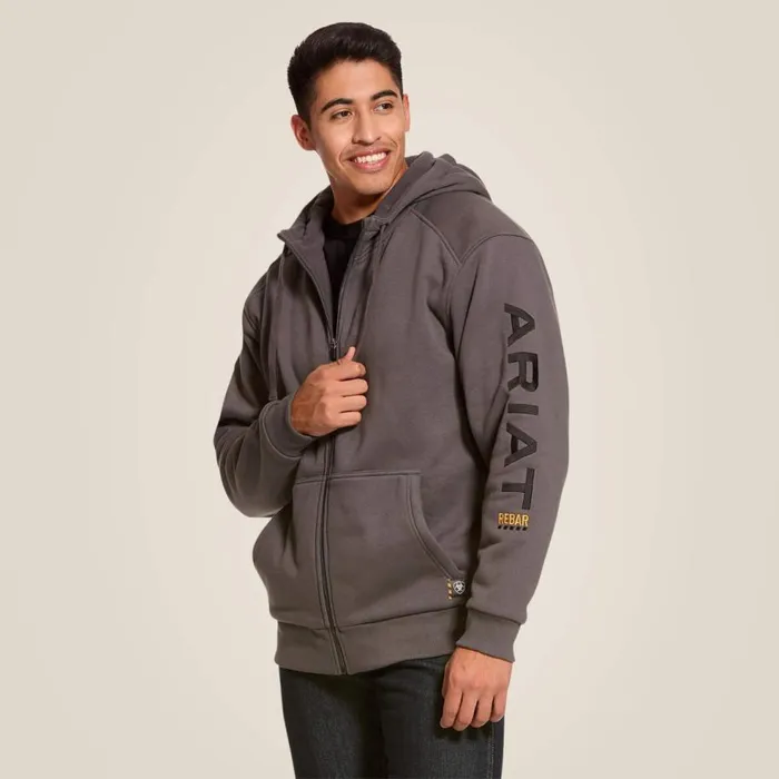 Men Rebar AllWeather Full Zip Hoodie Rebar Grey Ariat Sweatshirts and Hoodies