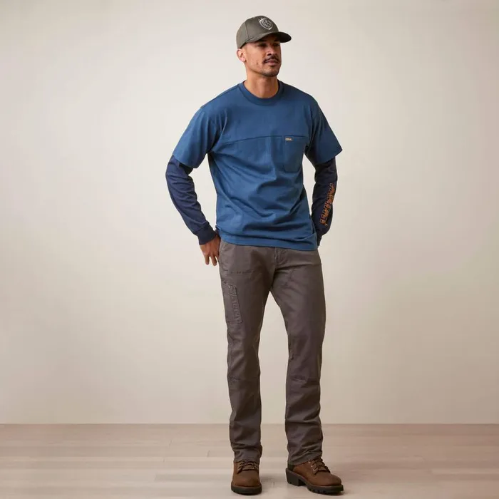 Men Rebar Cotton Strong Dually Blue Wink Teal Navy Ariat TShirts and Polos Men Rebar Cotton Strong Dually Blue Wink Teal Navy Ariat TShirts and Polos