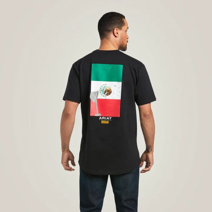 Men Rebar Cotton Strong Mexican Pride Graphic TShirt Black Ariat TShirts and Polos
