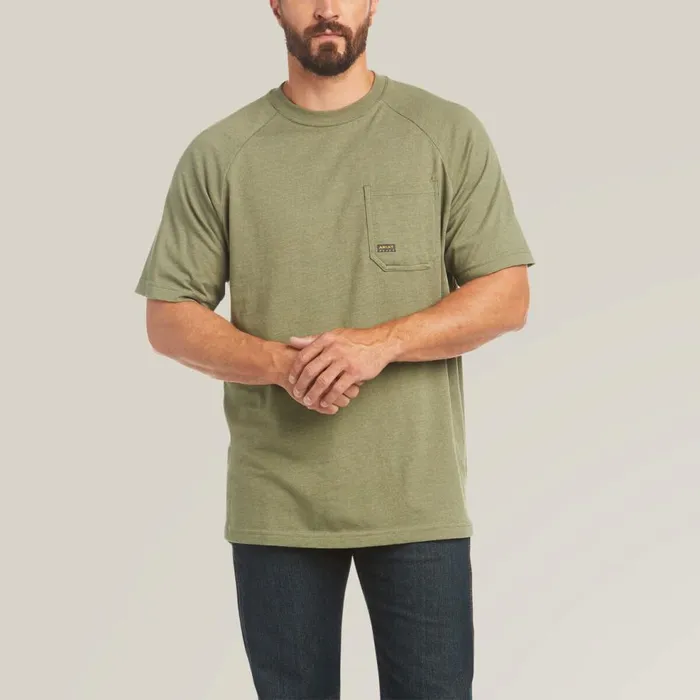 Men Rebar Cotton Strong TShirt Sageheather Ariat TShirts and Polos
