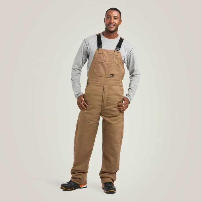 Men Rebar DuraCanvas Stretch Insulated Bib Field Khaki Ariat Pants and Shorts