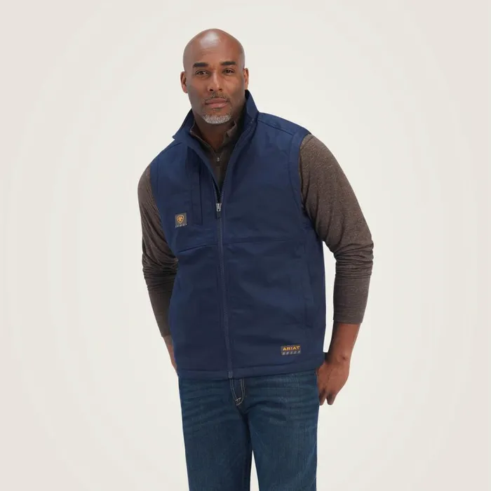 Men Rebar DuraCanvas Vest Navy Ariat Jackets and Vests