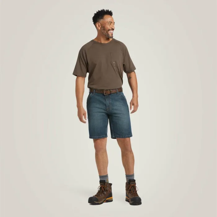 Men Rebar DuraStretch Denim Utility Short Phantom Ariat Denim Men Rebar DuraStretch Denim Utility Short Phantom Ariat Denim