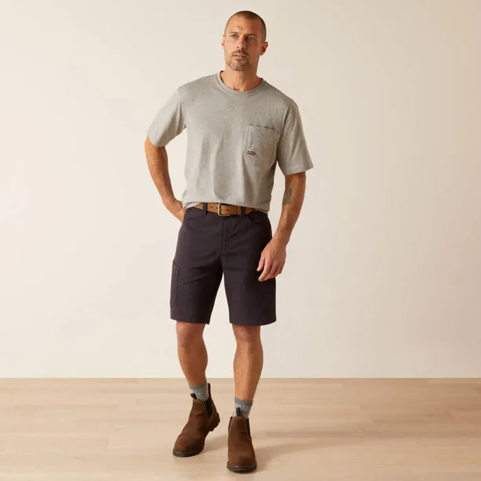 Men Rebar DuraStretch Made Tough 10034 Short Charcoal Ariat Pants and Shorts Men Rebar DuraStretch Made Tough 10034 Short Charcoal Ariat Pants and Shorts