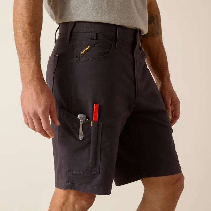 Men Rebar DuraStretch Made Tough 10034 Short Charcoal Ariat Pants and Shorts Men Rebar DuraStretch Made Tough 10034 Short Charcoal Ariat Pants and Shorts
