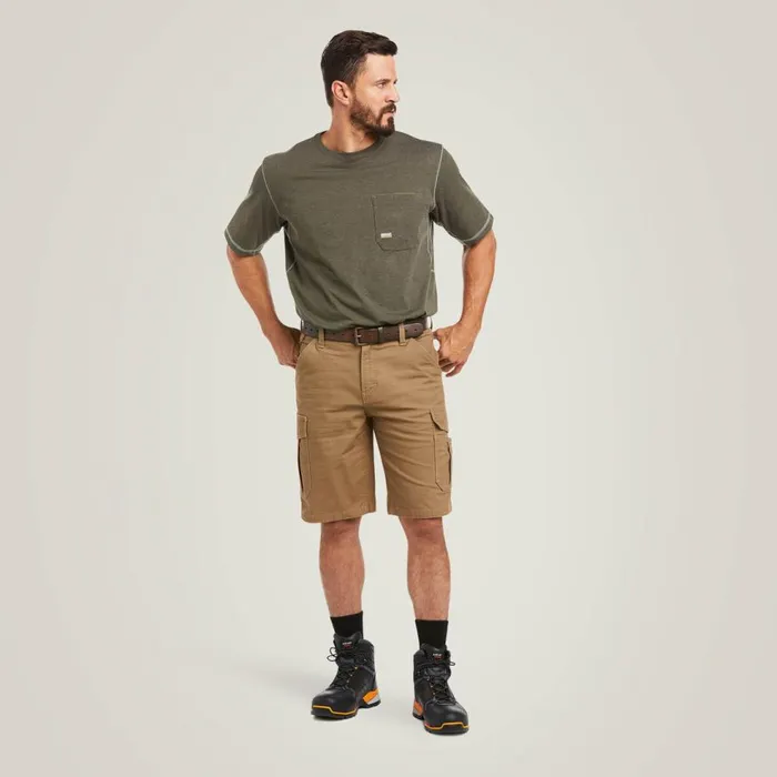 Men Rebar DuraStretch Made Tough Cargo 11034 Short Field Khaki Ariat Pants and Shorts Men Rebar DuraStretch Made Tough Cargo 11034 Short Field Khaki Ariat Pants and Shorts