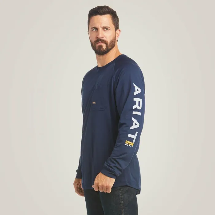 Men Rebar Heat Fighter TShirt Navy Ariat TShirts and Polos