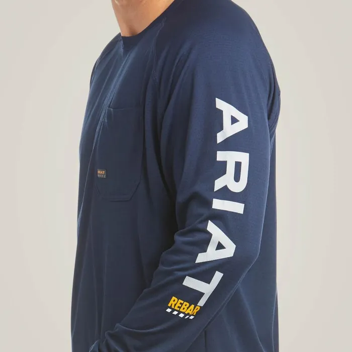 Men Rebar Heat Fighter TShirt Navy Ariat TShirts and Polos Men Rebar Heat Fighter TShirt Navy Ariat TShirts and Polos