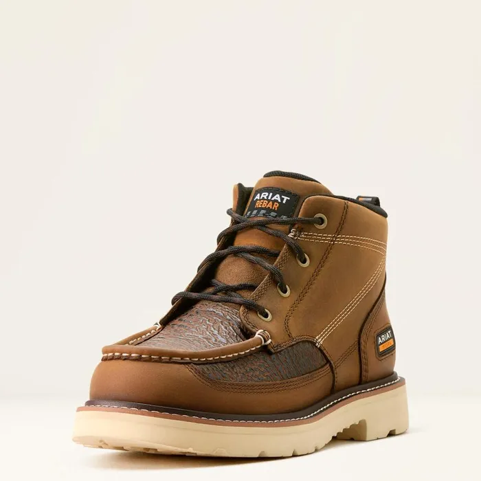 Men Rebar Lift Chukka Work Boot Distressed Brownsharkskin Print Ariat Work Boots