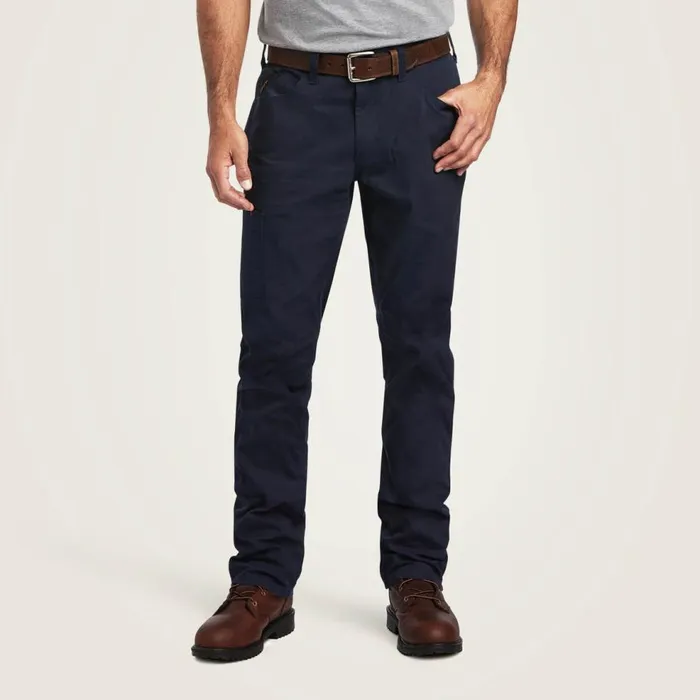 Men Rebar M4 Low Rise DuraStretch Made Tough Stackable Straight Leg Pant Navy Ariat Pants and Shorts