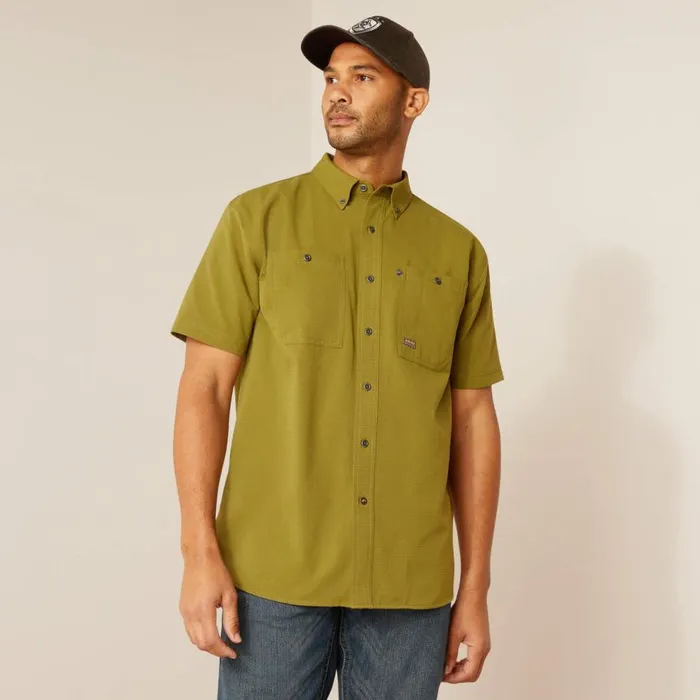 Men Rebar Made Tough 360 AirFlow Work Shirt Lichen Ariat Button Down Shirts