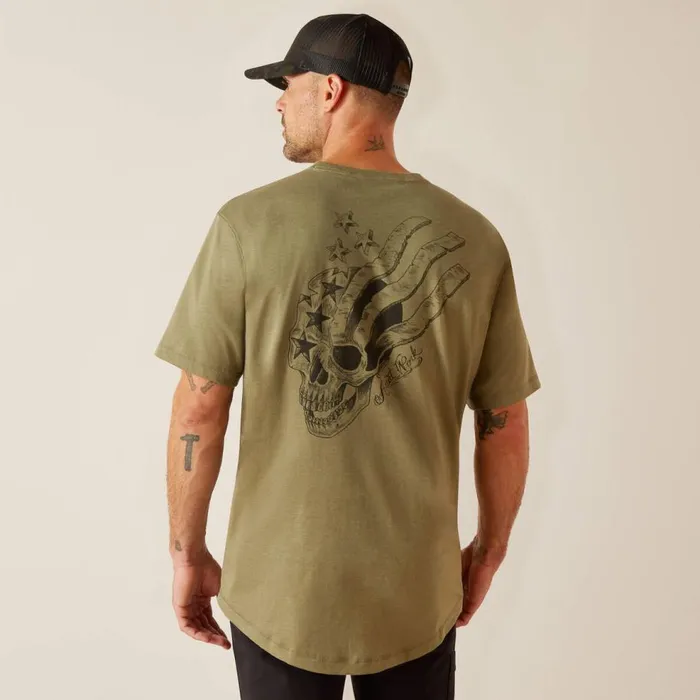 Men Rebar Workman American Scream Sage Heather Ariat TShirts and Polos