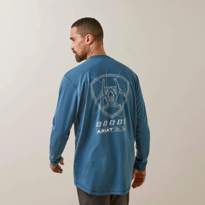 Men Rebar Workman Blueprint Indian Teal Ariat TShirts and Polos