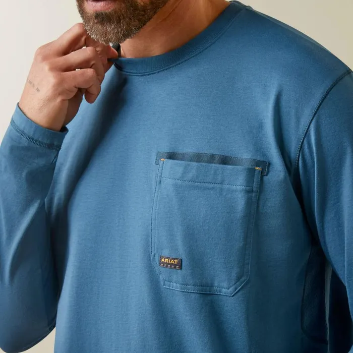 Men Rebar Workman Blueprint Indian Teal Ariat TShirts and Polos Men Rebar Workman Blueprint Indian Teal Ariat TShirts and Polos