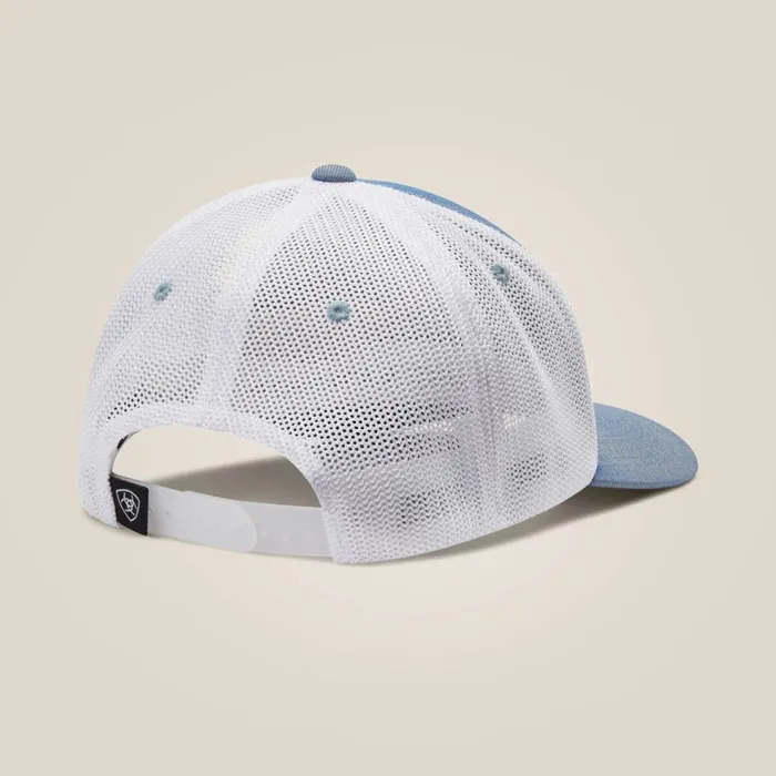 Men Rectangle Logo Patch Cap Light Blue Ariat Hats and Caps