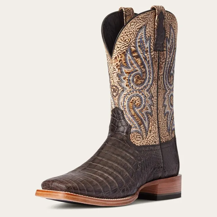 Men Relentless Denton Western Boot Chocolate Caiman Belly Ariat Western Boots