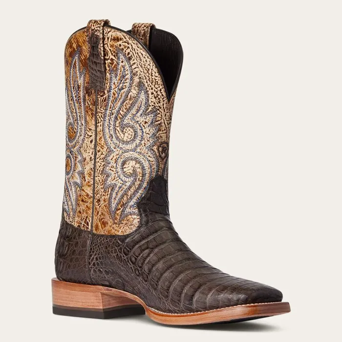 Men Relentless Denton Western Boot Chocolate Caiman Belly Ariat Western Boots