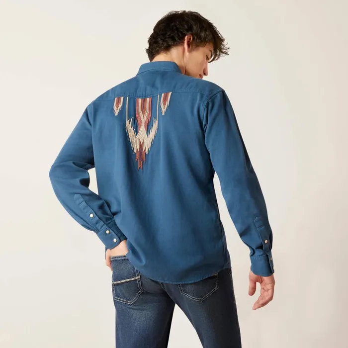 Men Retro Chimayo Retro Fit Shirt Sailor Blue Ariat Button Down Shirts Men Retro Chimayo Retro Fit Shirt Sailor Blue Ariat Button Down Shirts