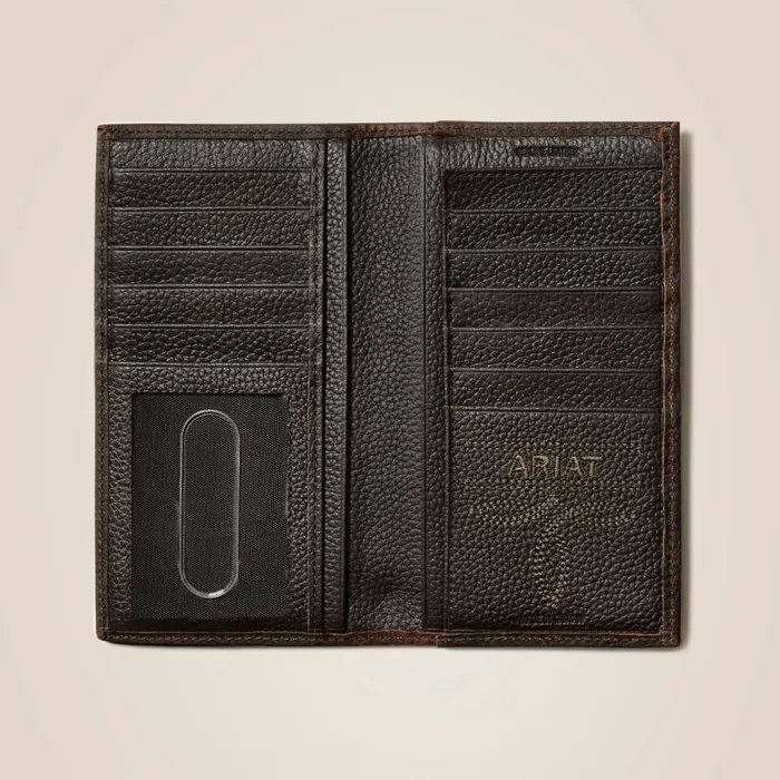 Men Rodeo Wallet Stacked Logo Brown Rowdy Ariat Bags and Wallets