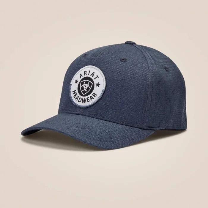 Men Round Logo Patch Cap Blue Ariat Hats and Caps