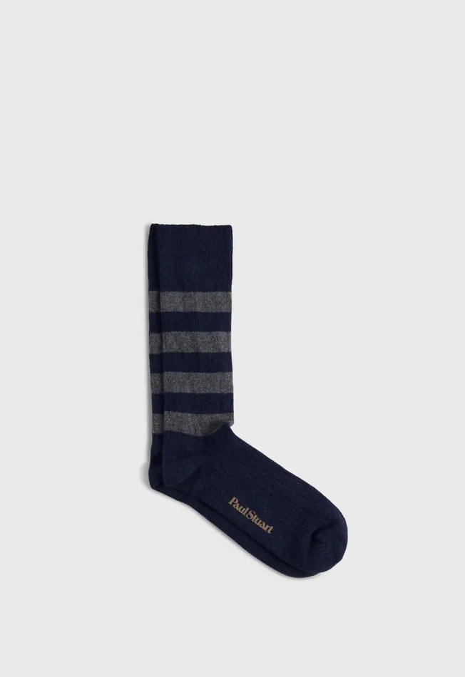 Men Rugby Stripe Sock Navygrey Paul Stuart Socks