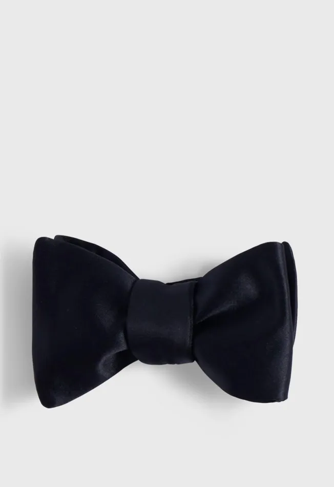 Men Satin Blunt Edge Bow Tie Black Paul Stuart Ties