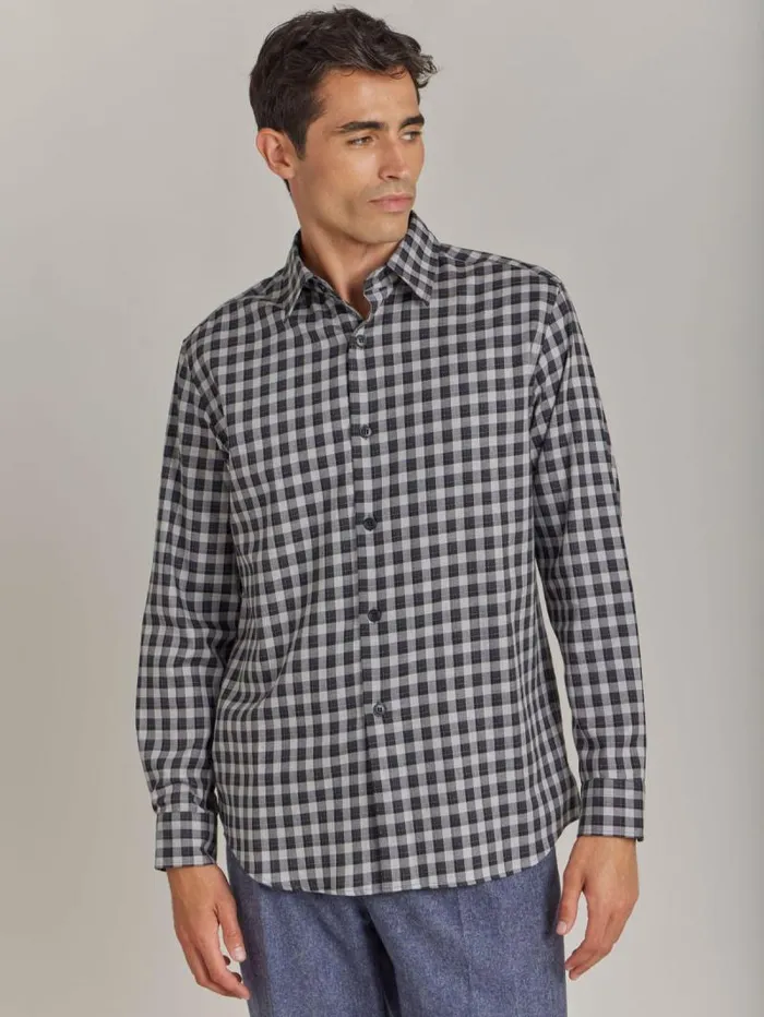 Men Shirts Agns B Grey Cotton Andy Checked Shirt