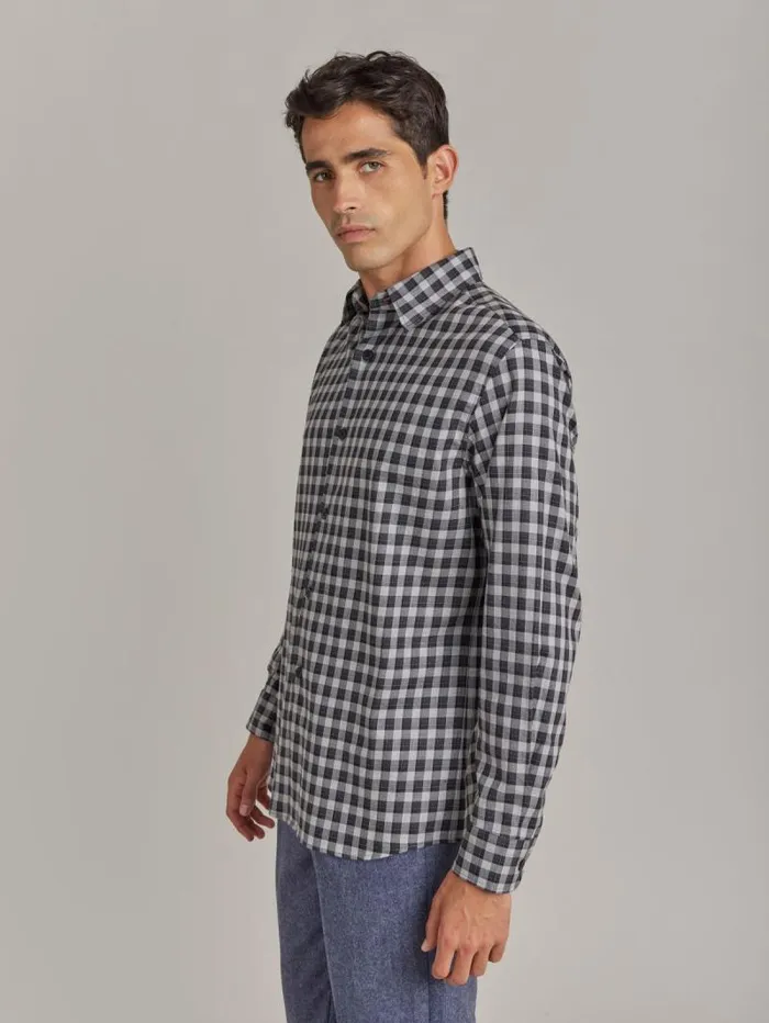 Men Shirts Agns B Grey Cotton Andy Checked Shirt