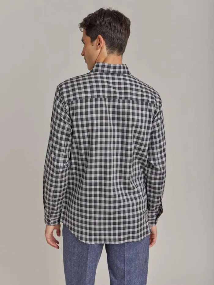 Men Shirts Agns B Grey Cotton Andy Checked Shirt