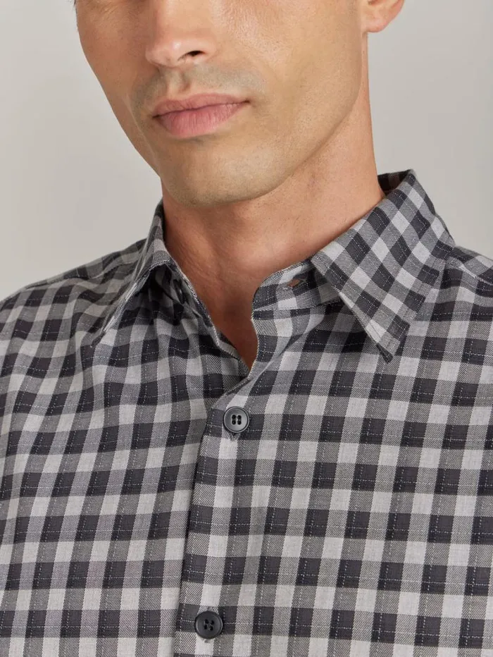 Men Shirts Agns B Grey Cotton Andy Checked Shirt