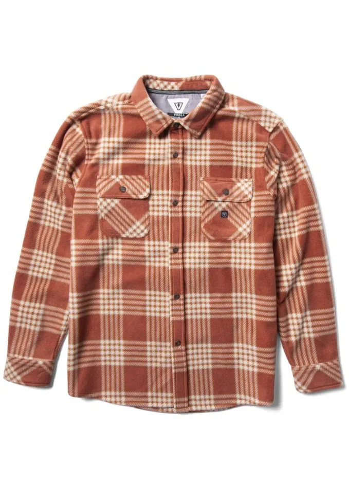 Men Shirts and Flannels Vissla EcoZy Boys Ls Polar Flannel Barn Red