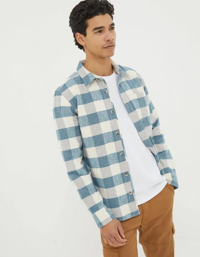 Men Shirts FatFace Belby Check Shirt Blue