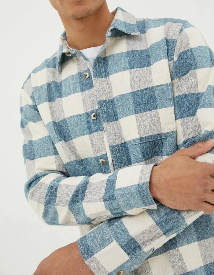 Men Shirts FatFace Belby Check Shirt Blue